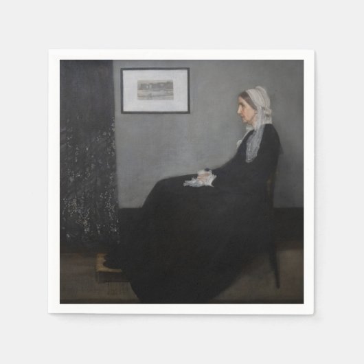 James Whistler – アーティストの母ポートレート スタンダードカクテルナプキン (正面)