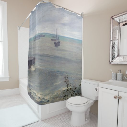 James Whistler – グレーとグリーンのシンフォニー シャワーカーテン (インサイチュ)