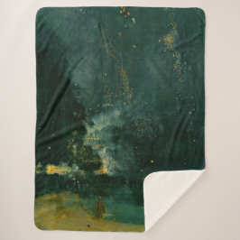 James Whistler – 黒と金ゴールドの夜景 シェルパブランケット