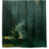 James Whistler – 黒と金ゴールドの夜景 シャワーカーテン (正面)