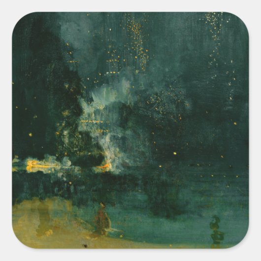 James Whistler – 黒と金ゴールドの夜景 スクエアシール (正面)