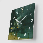 James Whistler – 黒と金ゴールドの夜景 スクエア壁時計 (傾斜)