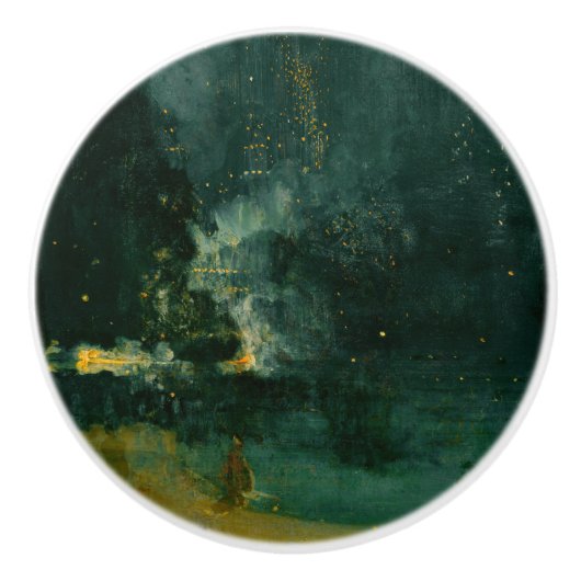 James Whistler – 黒と金ゴールドの夜景 セラミックノブ (正面)