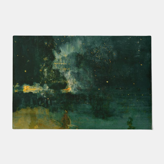 James Whistler – 黒と金ゴールドの夜景 ドアマット (正面)