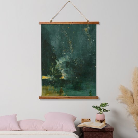 James Whistler – 黒と金ゴールドの夜景 吊り下げ型タペストリー (寝室)