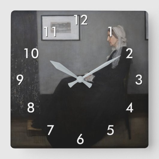 James Whistler - Portrait of the Artist's Mother スクエア壁時計 (正面)