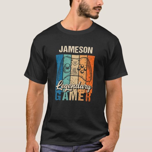 Jameson Name Gift – 伝説的パーソナライズされたゲーマー Tシャツ (正面)