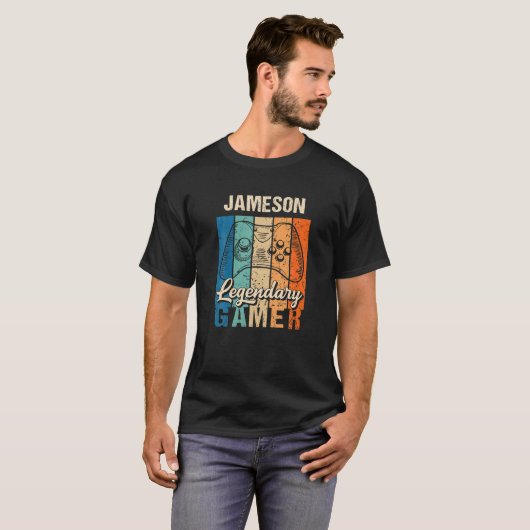 Jameson Name Gift – 伝説的パーソナライズされたゲーマー Tシャツ (正面フル)