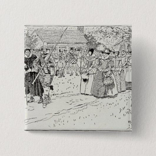 Jamestownの若い女性の到着 缶バッジ (正面)