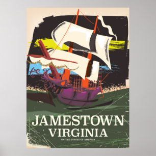 Jamestown, Virginia, vintage travel poster ポスター