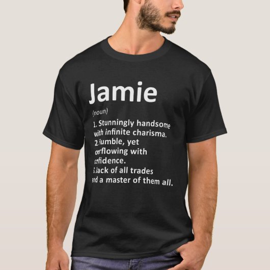 Jamie定義名パーソナライズされたのおもしろい誕生日 Tシャツ (正面)