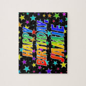 "JAMIE"名、おもしろい"ハッピーバースデー" ジグソーパズル (縦)