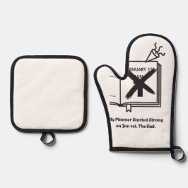Jan 1st Oven Mitt| Sarcastic New Year's Resolution 鍋つかみ&鍋敷きセット