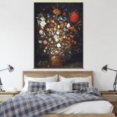 Jan Brueghel the Elによる木製の容器の花 キャンバスプリント (インサイチュ (寝室))