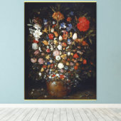 Jan Brueghel the Elによる木製の容器の花 キャンバスプリント (インサイチュ (ウッドフロア))
