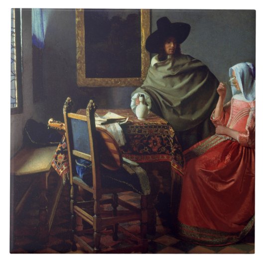 Jan Vermeer – ワインのグラス タイル (正面)