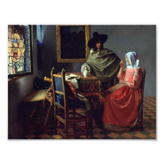 Jan Vermeer – ワインのグラス フォトプリント (正面)