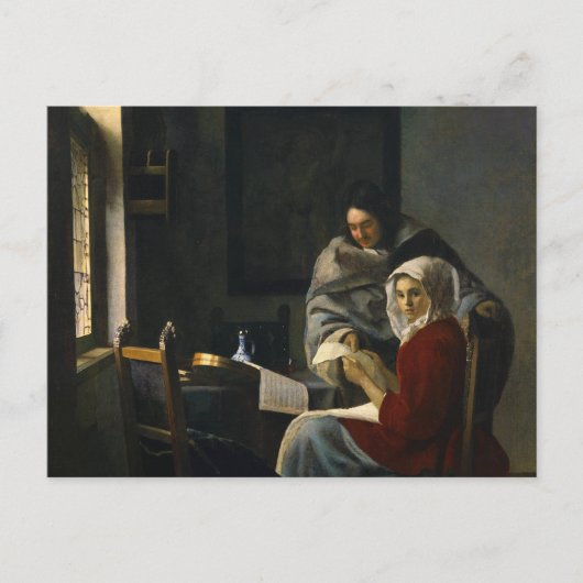 Jan Vermeer - Girl Interrupt at Her Music ポストカード (正面)