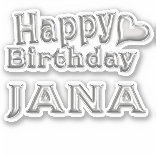 Jana Happy Birthday silver Aufkleber Sticker シール (正面)