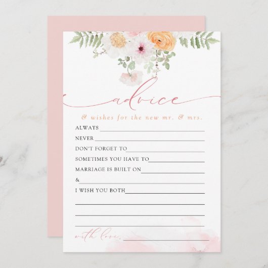 JANE赤面フローラ花嫁アドバイス&ウィッシュゲームカード 招待状 (正面/裏面)