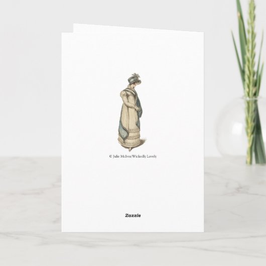 Jane Austenインスパイアヴィンテージ青ストライプの写真 カード (裏面)