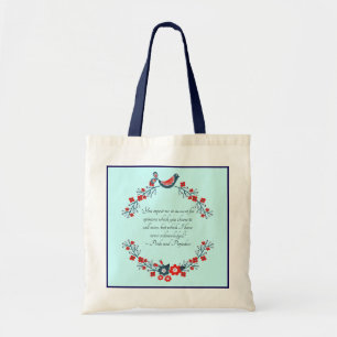 Jane Austen 引用句 Pride and Prejudice フラワー トートバッグ