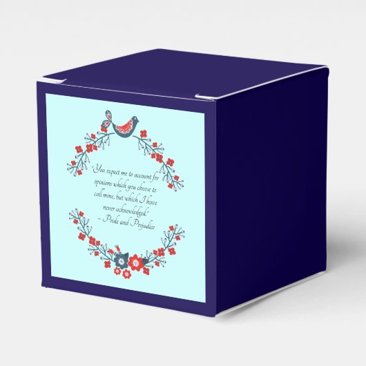 Jane Austen 引用句 Pride and Prejudice フラワー フェイバーボックス (正面サイド)