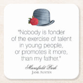 Jane Austen – 私の父 – ヴィンテージ帽子 スクエアペーパーコースター (正面)