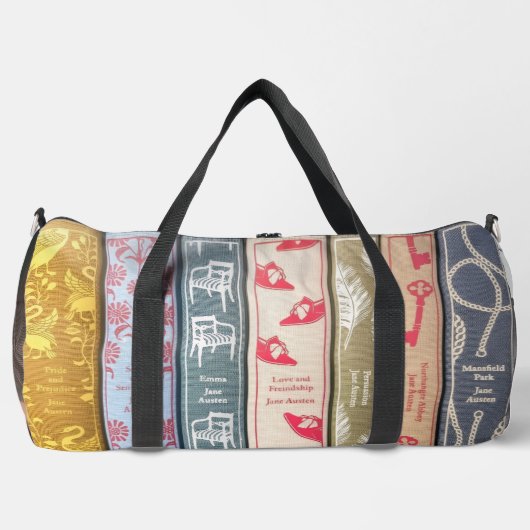 Jane Austen Books + Quote (gray) ダッフルバッグ (正面)