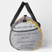 Jane Austen Books + Quote (lilac & gray) ダッフルバッグ (右)