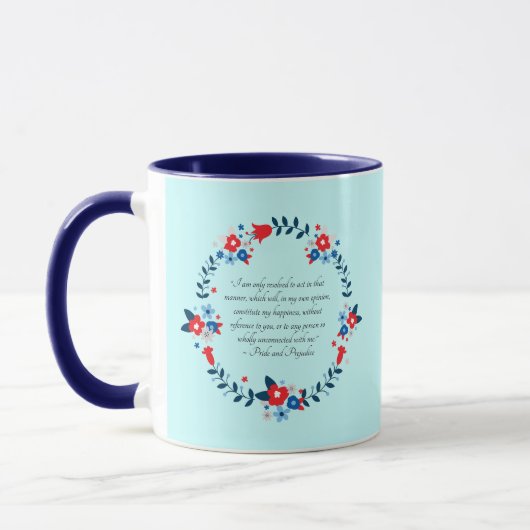 Jane Austen Happiness Quote, Pride and Prejudice マグカップ (左)