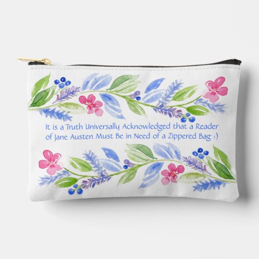 Jane Austen Motto Floral アクセサリーポーチ (正面)