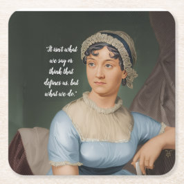 Jane Austen portrait and quote スクエアペーパーコースター