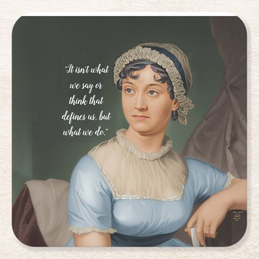 Jane Austen portrait and quote スクエアペーパーコースター (正面)