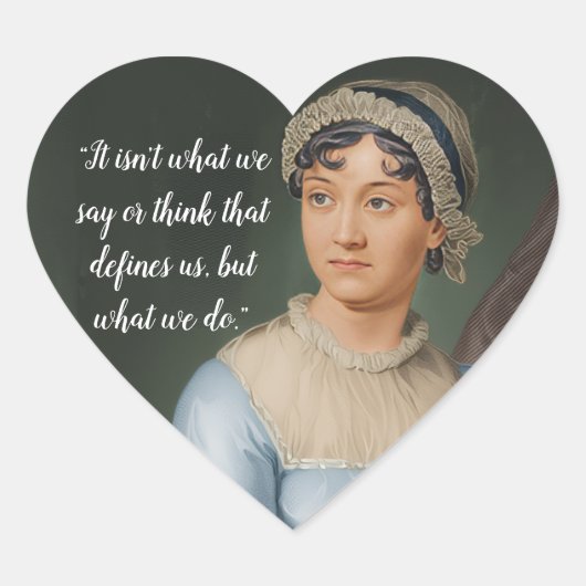 Jane Austen portrait and quote ハートシール (正面)