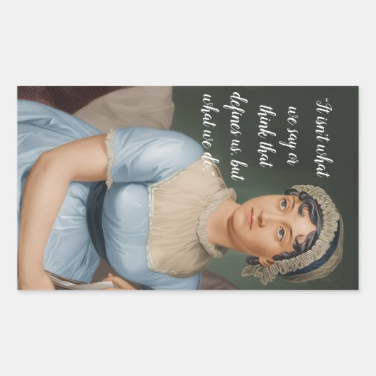 Jane Austen portrait and quote 長方形シール (正面)