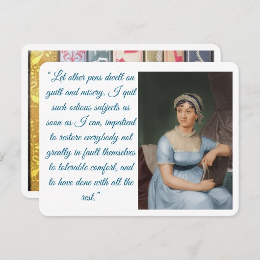 Jane Austen portrait plus quote (blue) Folded Card 出欠カード (正面/裏面)