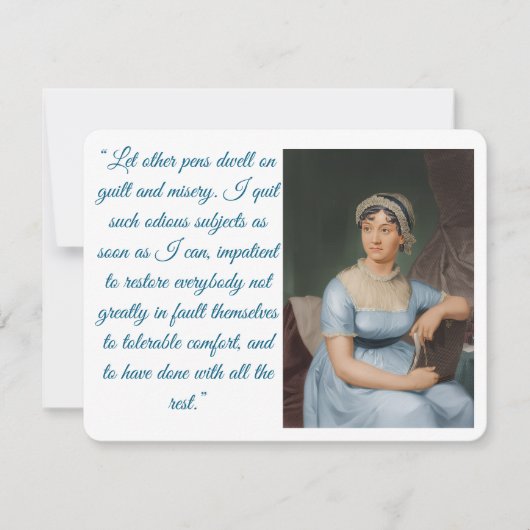 Jane Austen portrait plus quote (blue) Folded Card 出欠カード (正面)