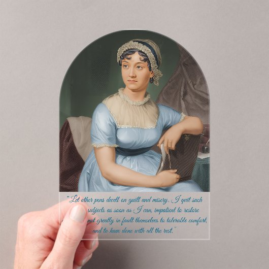 Jane Austen portrait + quote (Blue) アクリル招待状 (インサイチュ (ポータブル))