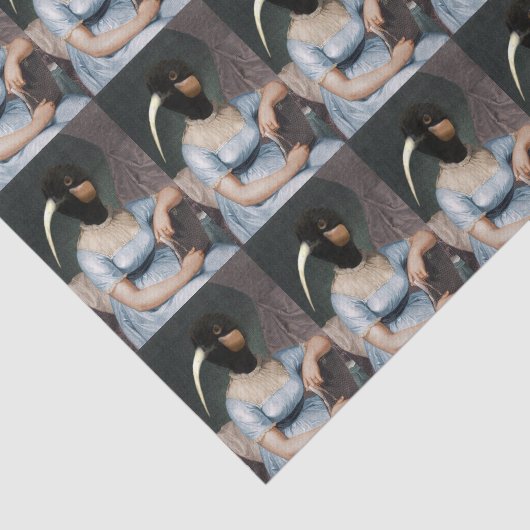 Jane Austen portrait with bird head 薄葉紙 (詳細)