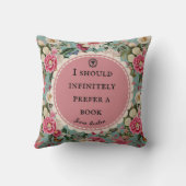 Jane Austen Quote Throw Cushion Vintage Flowers クッション (裏面)