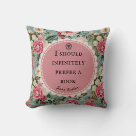 Jane Austen Quote Throw Cushion Vintage Flowers クッション