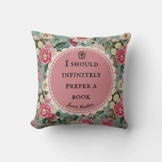 Jane Austen Quote Throw Cushion Vintage Flowers クッション