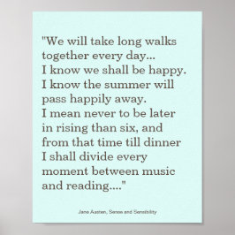 Jane Austen Reading and Music quote ポスター