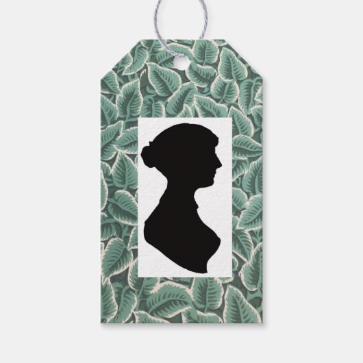 Jane Austen Silhouette on Leaf Wallpaper ギフトタグ (正面)