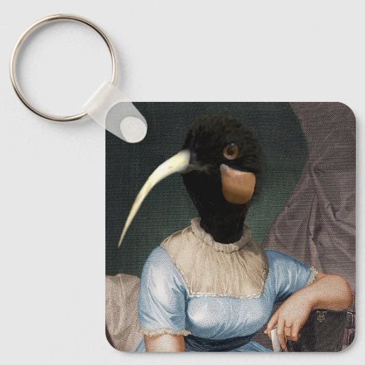 Jane Austen with bird head キーホルダー (正面)