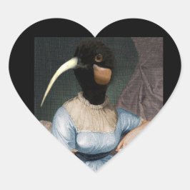 Jane Austen with bird head ハートシール