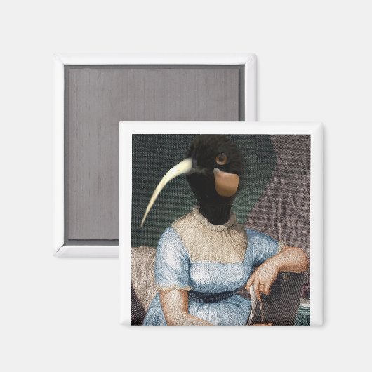 Jane Austen with bird head マグネット (正面/裏面)