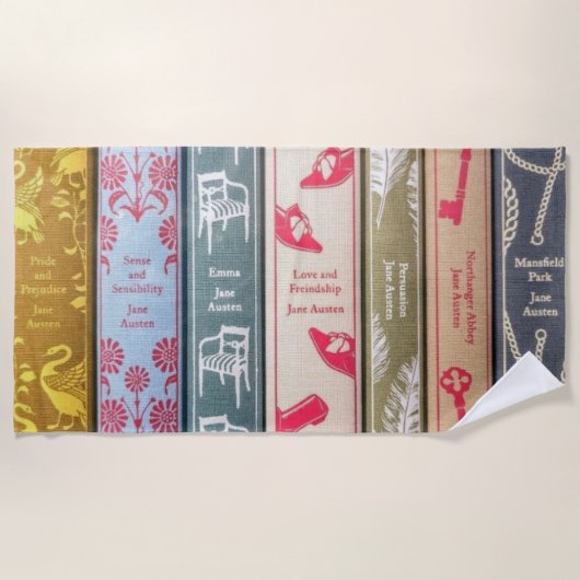 Jane Austen's novels on a towel ビーチタオル (正面)