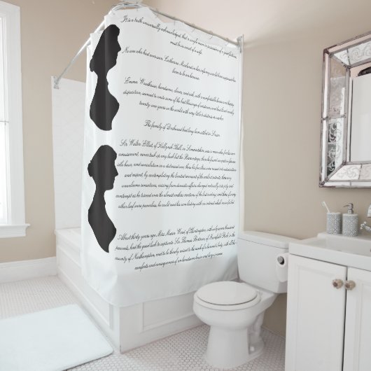 Jane Austen's silhouette & first novel lines シャワーカーテン (インサイチュ)